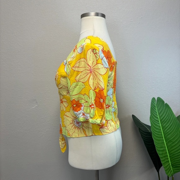 ModCloth Yellow Floral Cropped Top - Size XL - Picture 4 of 6